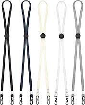 5 PCS Adjustable Hat Straps Windproof Sturdy Bucket Hat Strap Clip on Removable Cowboy Chin Straps for Golfing, Fishing, Hiking, Camping - 5 Colors