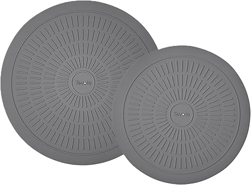 Tovolo Juego de 2 alfombrillas de silicona para microondas de 10 y 12 pulgadas, resistentes al calor, antideslizantes, salvamanteles de silicona