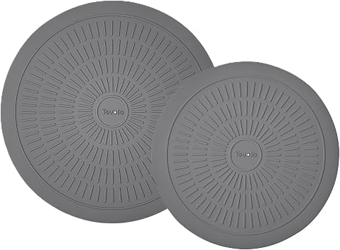 Tovolo Silicone Microwave Mats 10 & 12 Inch Set of 2 Heat Resistant Non Slip Silicone Trivet for Hot Plate Bowl Mug, Dishwasher Safe Barrier Mats with Thermal Ridges for Heating & Handling Cookware