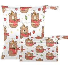 Kigai Cute Bear Wet Dry Bags 2Pcs Wet Bags