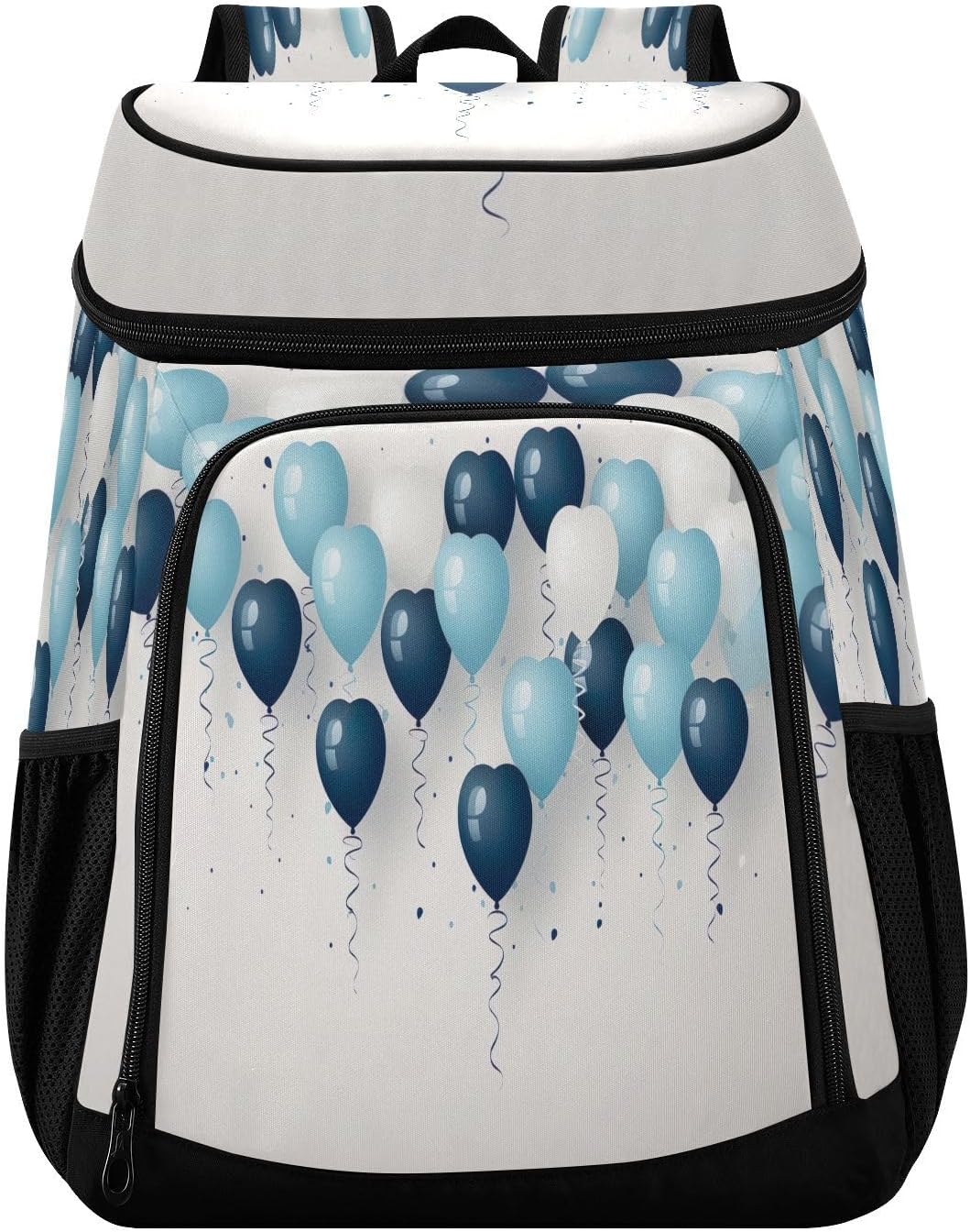 Blue White Balloons Cooler Backpack 36 Cans Leakproof Waterproof Backpack Cooler Bag Beach Accessories Travel Camping Fishing Backpack for Women Men