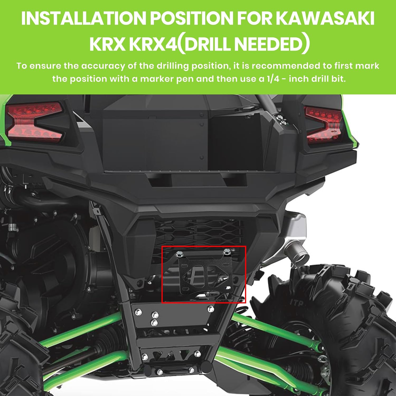 License Plate Frame for Kawasaki Teryx KRX 1000/KRX4 1000 (2020-2025), for Polaris RZR Pro XP/XP4 (2020-2025) - Drilling May Be Required