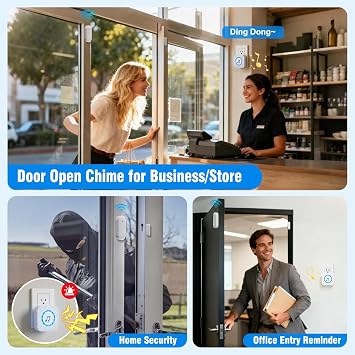 SANJIE Wireless Door Open Alarm Sensor Chime 2 UK Receivers 1 Sensor