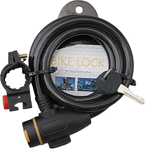 Miniatura 3 de Candado de bicicleta (paquete de 2) con dos llaves y soporte de montaje, cable de seguridad multiusos de 0.453 in x 47 pulgadas para bicicletas,