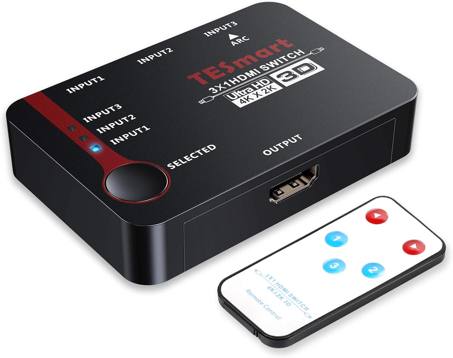TESmart HDMI Switch 4X1 Quad Screen MultiViewer Splitter with Remote