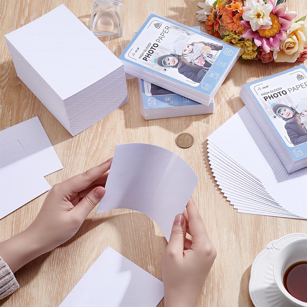 700 fogli di carta fotografica 15,2 x 10,2 cm, 200 g/m², carta fotografica bianca, carta lucida per stampa a getto d'inchiostro, copertine pubblicitarie, ricette, calendario, biglietto di