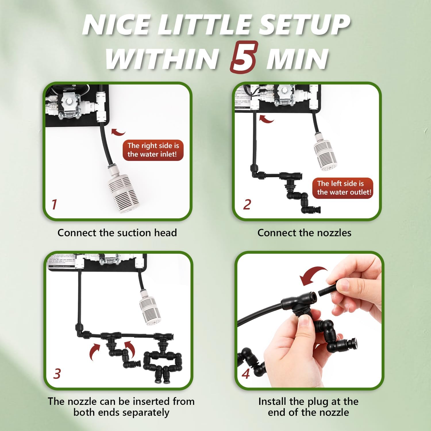 LANUEVA Reptile Humidifier, Quieter Mister Fogger for Terrarium with 4 Single Misting Nozzle + 2 Double Misting Nozzle, Reptile Mister Spray System for Reptile, Chameleon, Lizard, Snake, Frog