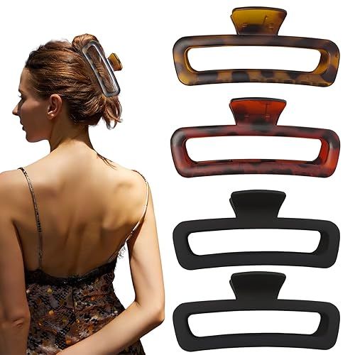 Miniatura 16 de Pinzas para el Cabello de 5 Pulgadas Irrompibles Negras XL Grandes Cuadradas Rectangulares Clip Clamp para Cabello Grueso Rizado Largo Mujeres