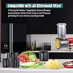 Stainless Steel Slicer Shredder Attachment Compatible with Kitchenaid Stand Mixer Parts Accessories, Vegetable Shredder Cheese Grater with Detachable 5 Blades