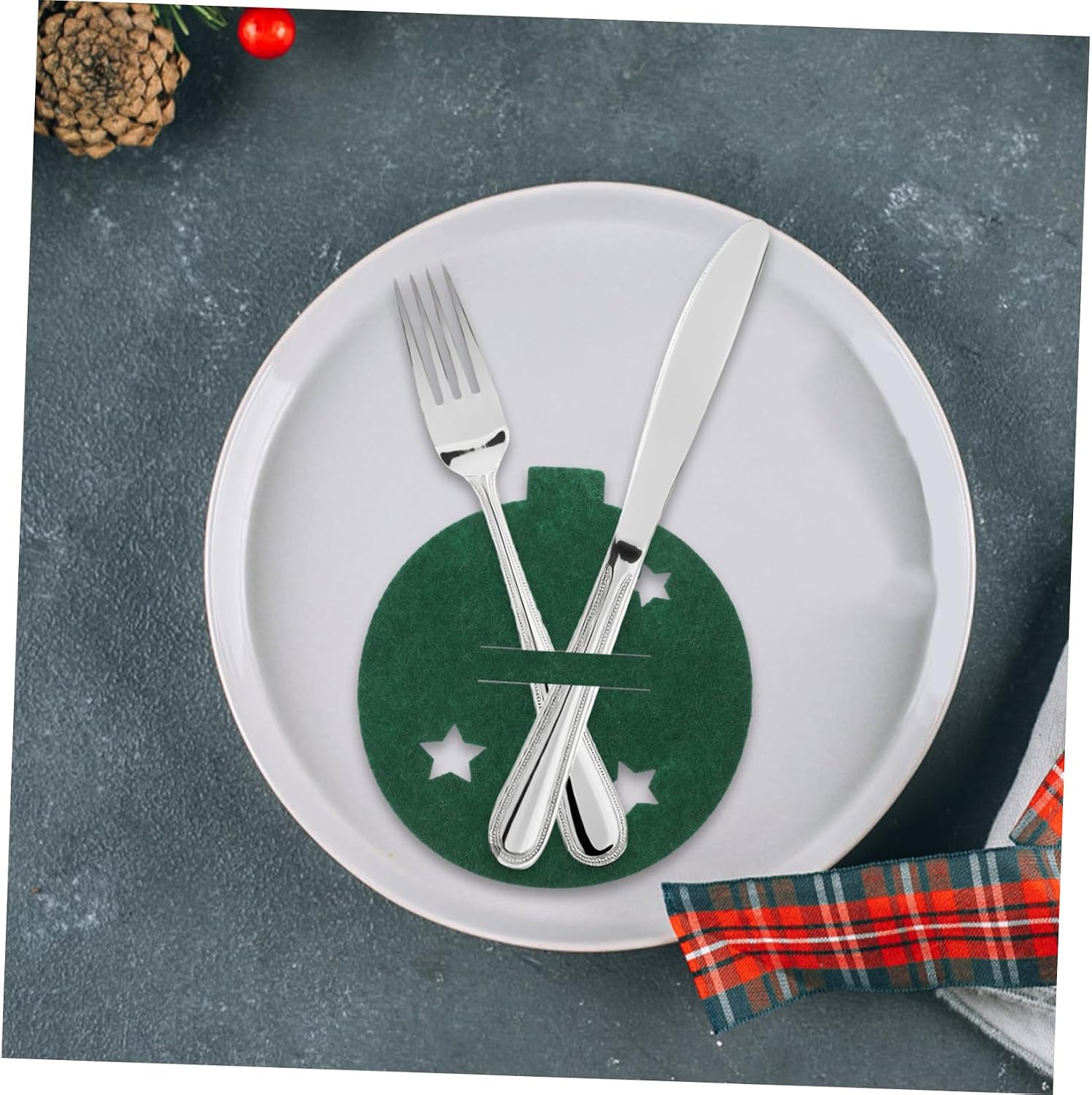 8pcs Christmas Xmas Felt Cutlery Holder Bags for Restaurant