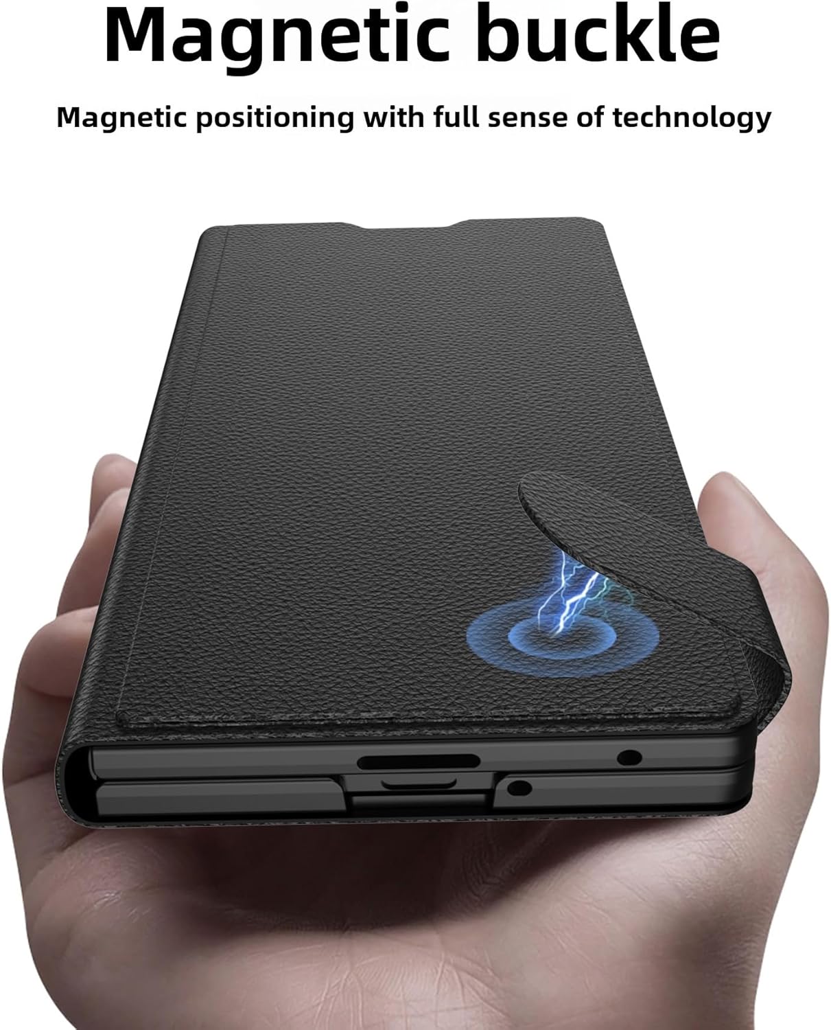 for Samsung Galaxy Z Fold 7 Wallet Case with Two Card Slots Magnetic Closure Wallet Kickstand Stylish Full Body Protective Case for Galaxy Fold 7 Black