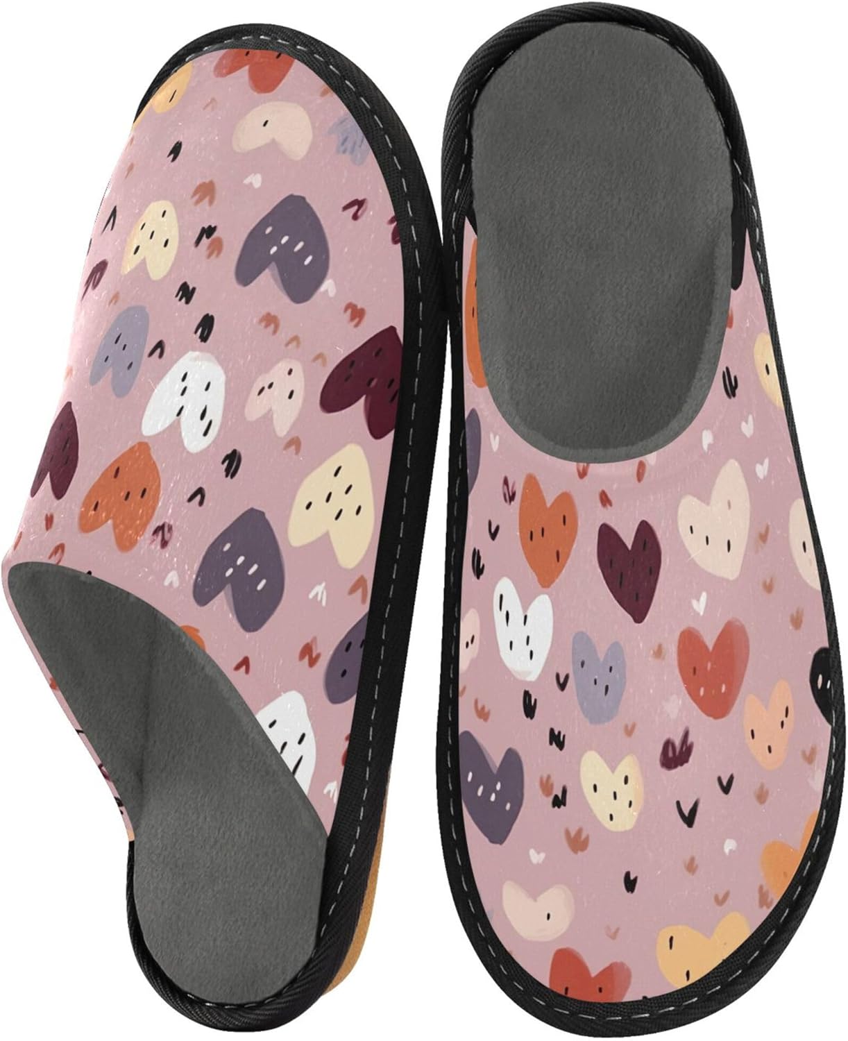 Valentine's Heart House Slippers – Cozy Fuzzy Slippers for Guests, Washable & Disposable, Perfect for Shoeless Home, Spa & Hotel Use A110597