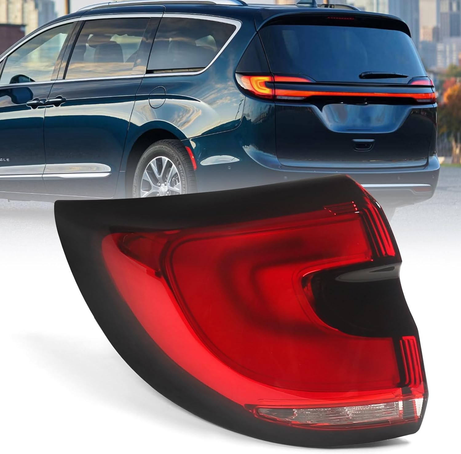 Huray Left LED Tail Light Fit for Chrysler Pacifica 2021-2025 LH Outer Taillight Rear Brake Lamp Assembly OE Style Accessory Replacement for CH2804122 68424931AB (Driver Side)