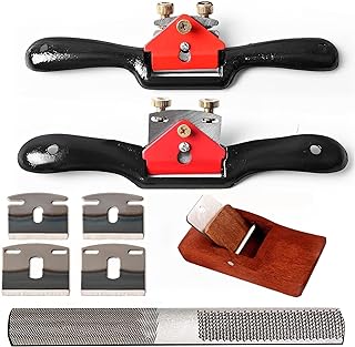 Adjustable Spokeshave Set - 2pcs Spokeshave, 6pcs Metal Blade, Portable Woodworking Planes and 4-Way Wood Rasp File, Perfect for Wood Craft and Woodworking