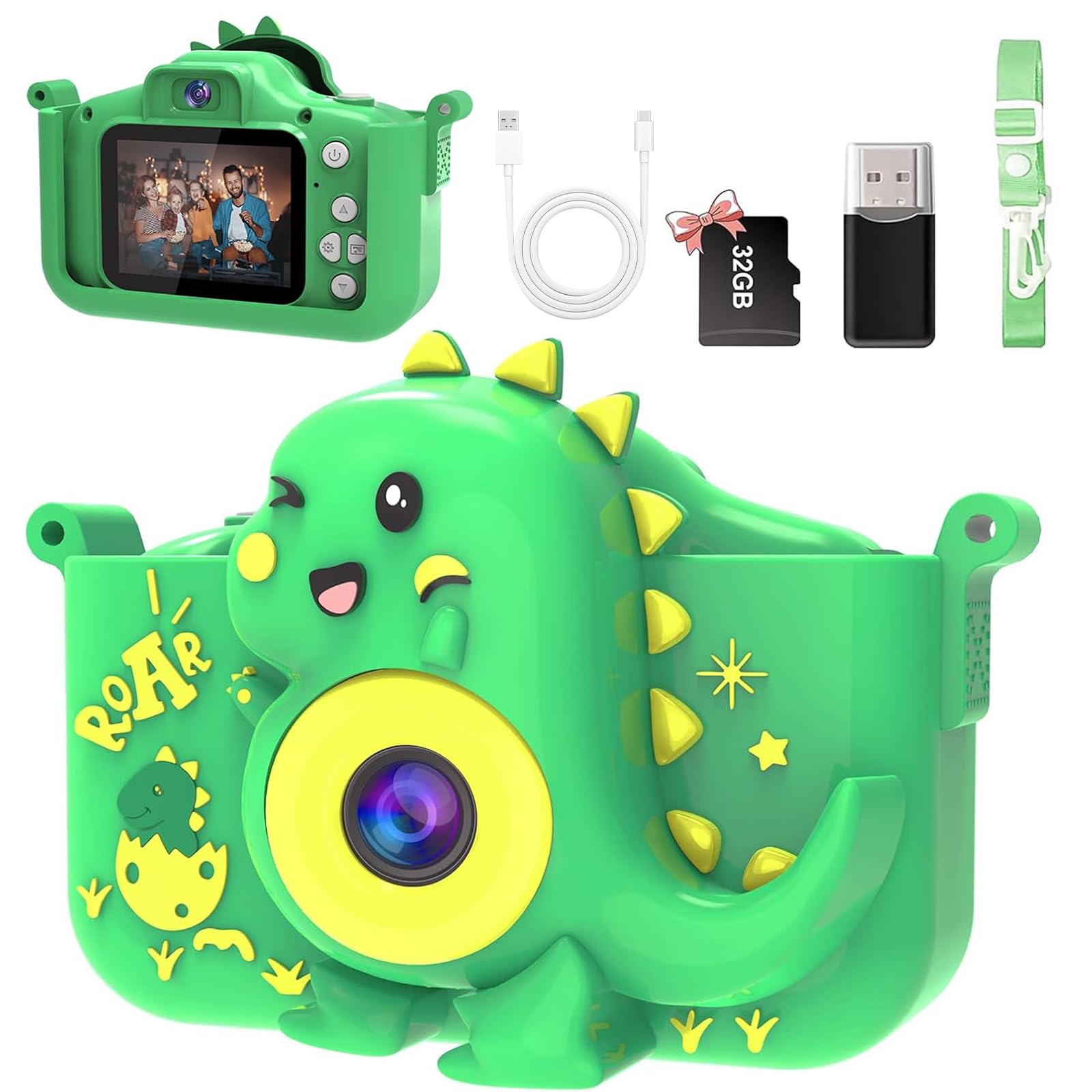 MYSTILUCK Kinderkamera, 1080P HD Digitalkamera für Kinder mit 2,0"-Bildschirm & 32GB-Karte, Kinderspielzeug Geburtstag und Weihnachten Geschenke für Jungen & Mädchen 3-12 Jahren