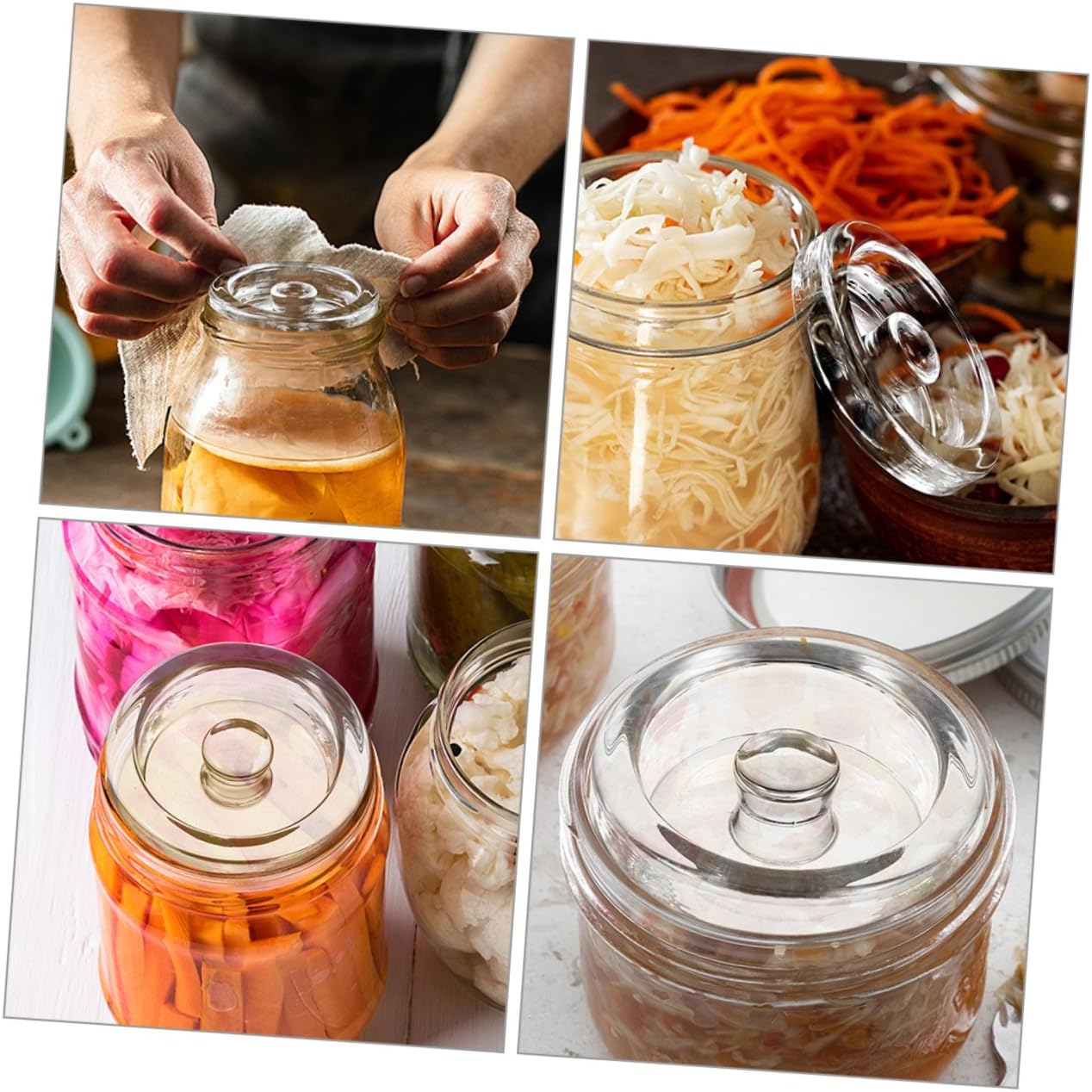 6pcs Mason Fermenting Clear Fermenting Weight Pickle Jar Weights Mason Transparent Heavy Fermenting Lids Glass