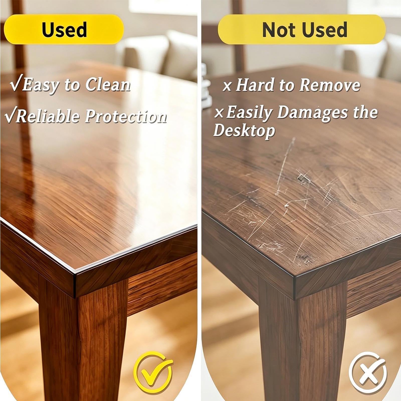 Tappeto Scrivania Trasparente Impermeabile all'olio Copri Tavolo PVC Trasparente per Desktop Mobili e Pavimenti,35×70in