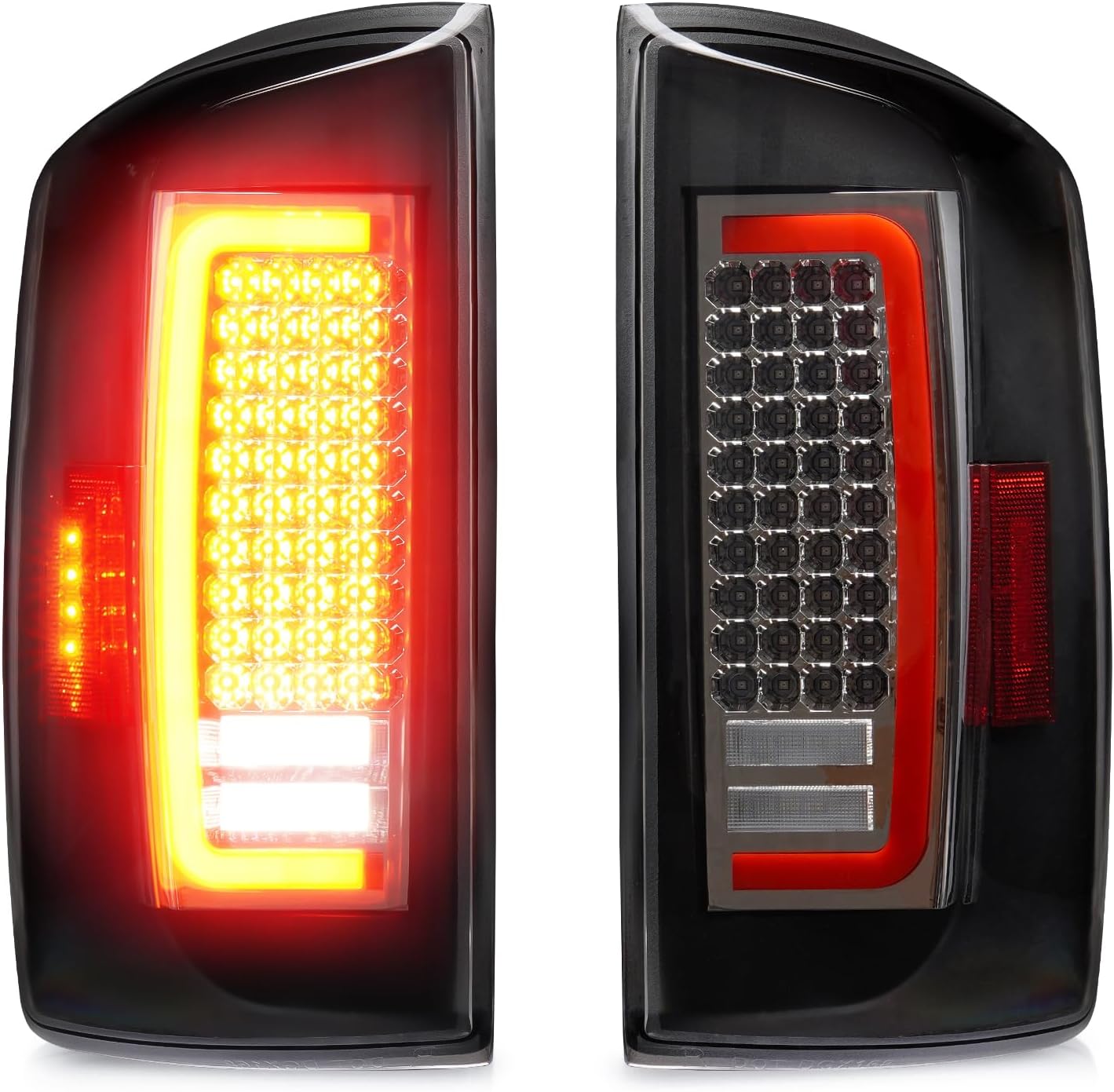 Tresound LED Tail Lights for Dodge Ram 1500 2007 2008, Dodge Ram 2500 3500 2007 2008 2009, Rear Taillights Assembly, 55277302AC 55277303AC, Chrome Housing Clear Lens