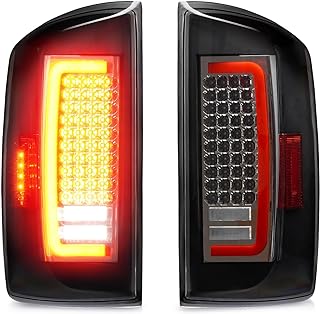 Tresound LED Tail Lights for Dodge Ram 1500 2007 2008, Dodge Ram 2500 3500 2007 2008 2009, Rear Taillights Assembly, 55277302AC 55277303AC, Chrome Housing Clear Lens