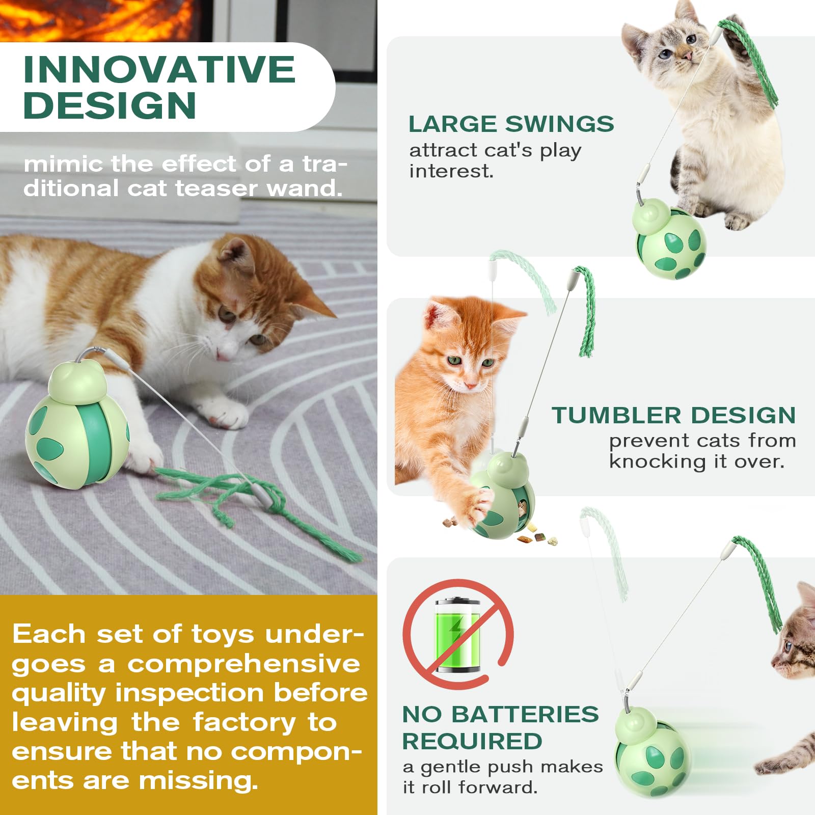 CYBERNOVA Interactive Cat Toy With spring-loaded Teaser Wand - Image 3