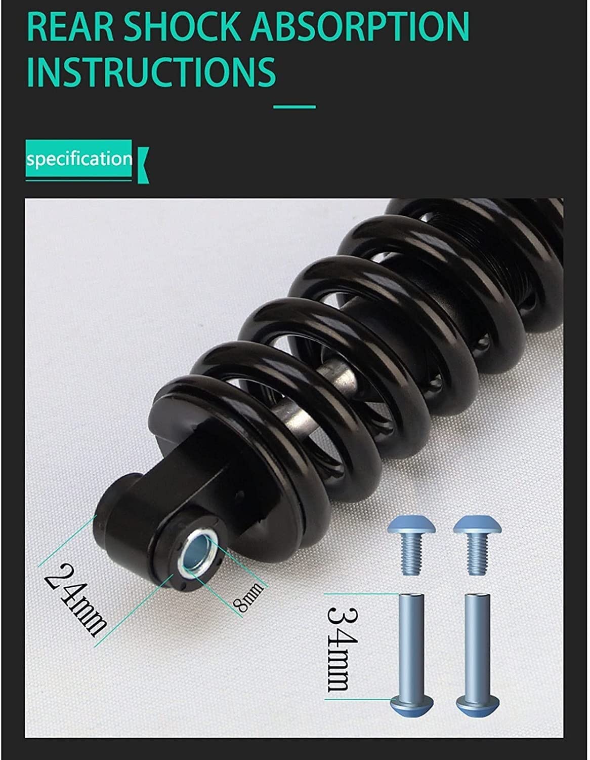 Amortiguador Amortiguador Trasero de Bicicleta montaña, suspensión Repuesto, Piezas 125mm, 150mm, 165mm y 190mm(165mm-450lbs)