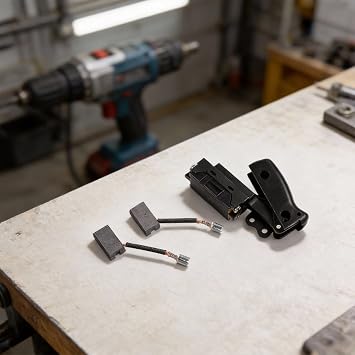 Trigger Switch and Carbon Brush Kit DW708 Miter Saw, Part 153609-00 & 381028-02, Compatible with Type 3 & 4 Only, 3-Pack