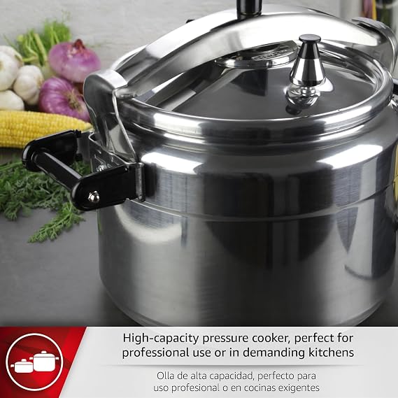 MAGEFESA Chef 16-Quart Aluminum Pressure Cooker Stainless Steel Lid, Thermodiffusion Base, 3 Safety Systems, Fast & Even Cooking