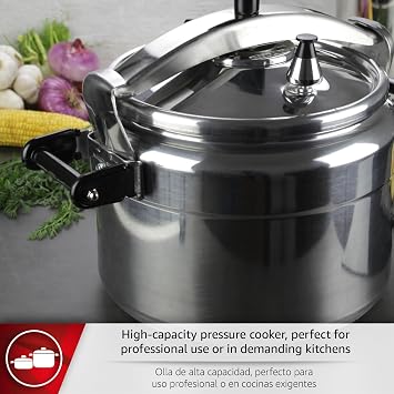 MAGEFESA Chef 16-Quart Aluminum Pressure Cooker Stainless Steel Lid, Thermodiffusion Base, 3 Safety Systems, Fast & Even Cooking