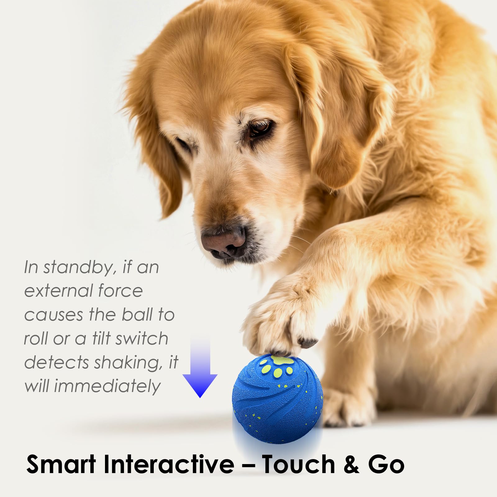 VNAKIO Balle interactive pour chien - Jouet intelligent pour chien - Avec 3 modes de jeu - Cadeau d'anniversaire - Rechargeable par USB - Bleu