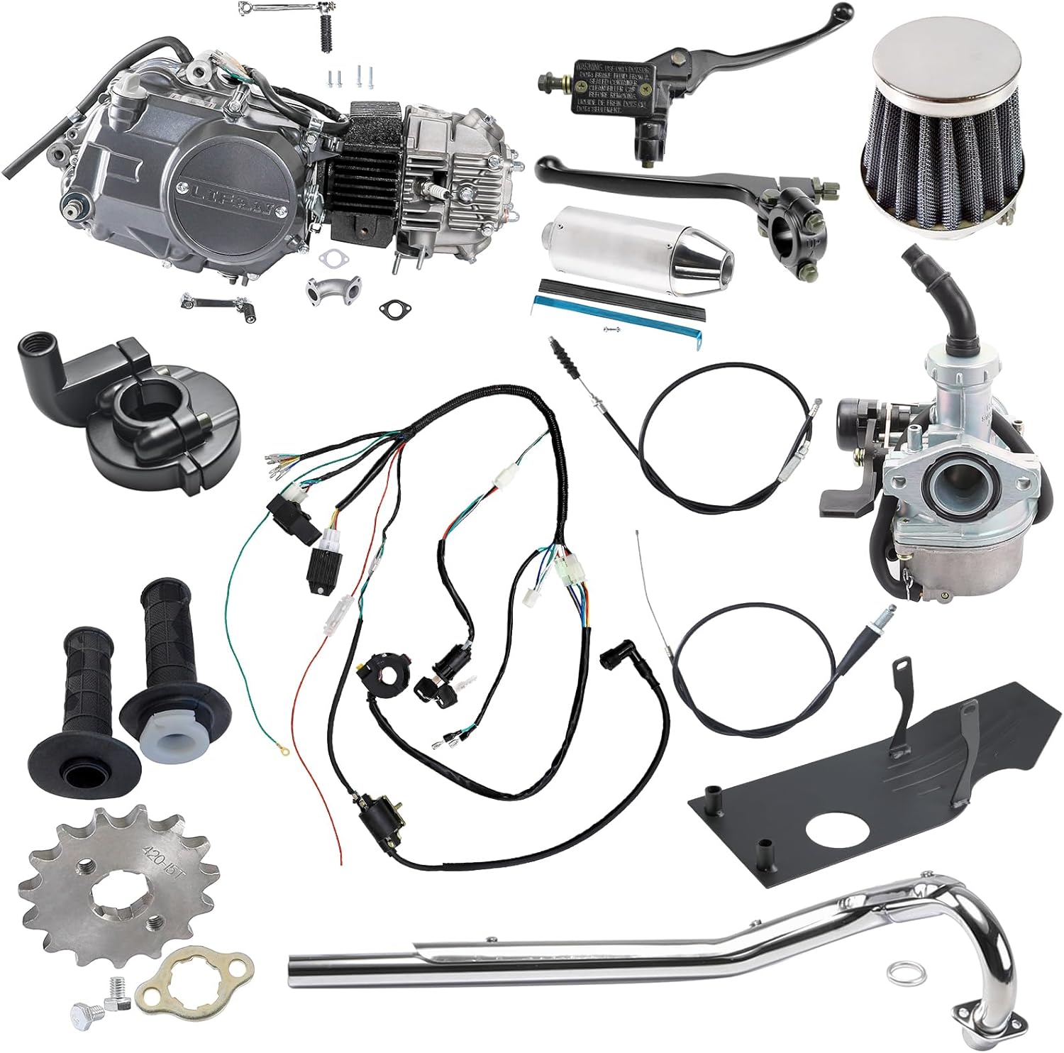 YC Yier Lifan 125cc Engine Motor Full Kit Manaul Clutch W