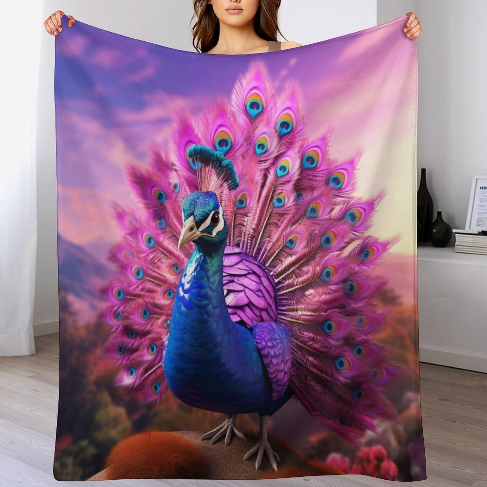 Couverture polaire flannel paon pour soirées cocooning au coin du feu et moments détente