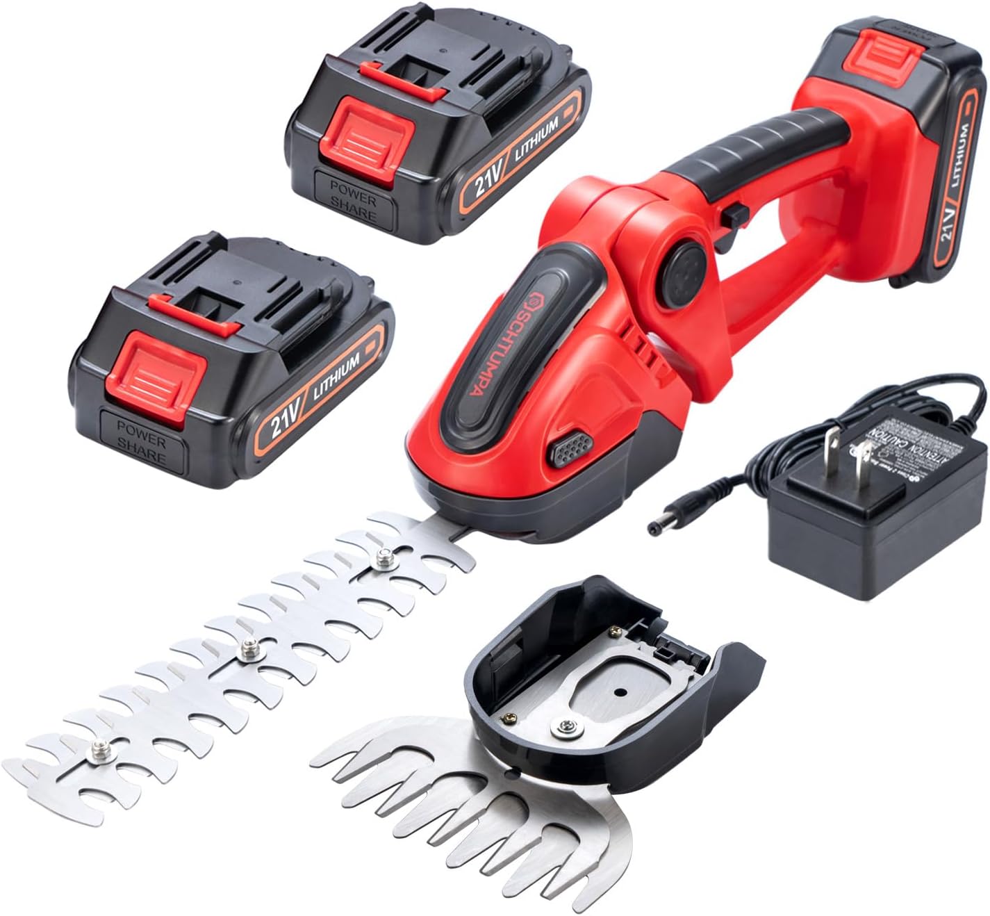 SCHTUMPA 21V 1260RPM Cordless Grass Shears, 2in1 Mini Hedge Trimmer Cordless
