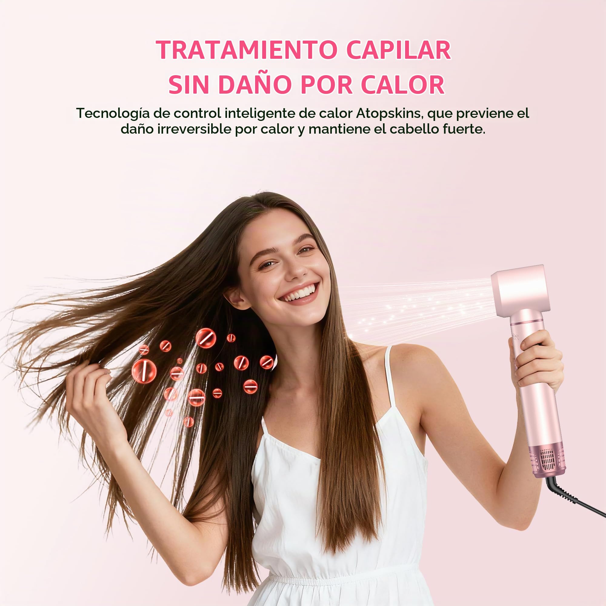 Atopskins Air Styler Secador 5 en 1 Secador Moldeador de Pelo 5 Cabezales, Caliente con Rizador, Thermal Brush, moldeador pelo Cepillo Secador Pelo uego de brochas para secar el cabello