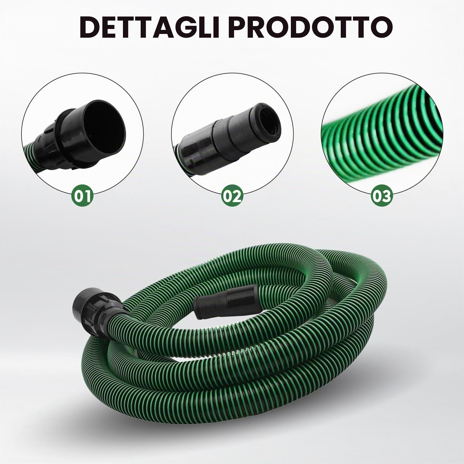 Tubo Aspirazione Polvere 5 m Compatibile con Festool CT 26/36/48 | CT 15/25, CT Mini & CT Midi dal 2019, D27 (Ø35 mm) Tubo Aspirazione per Levigatrici e Sistemi di Aspirazione