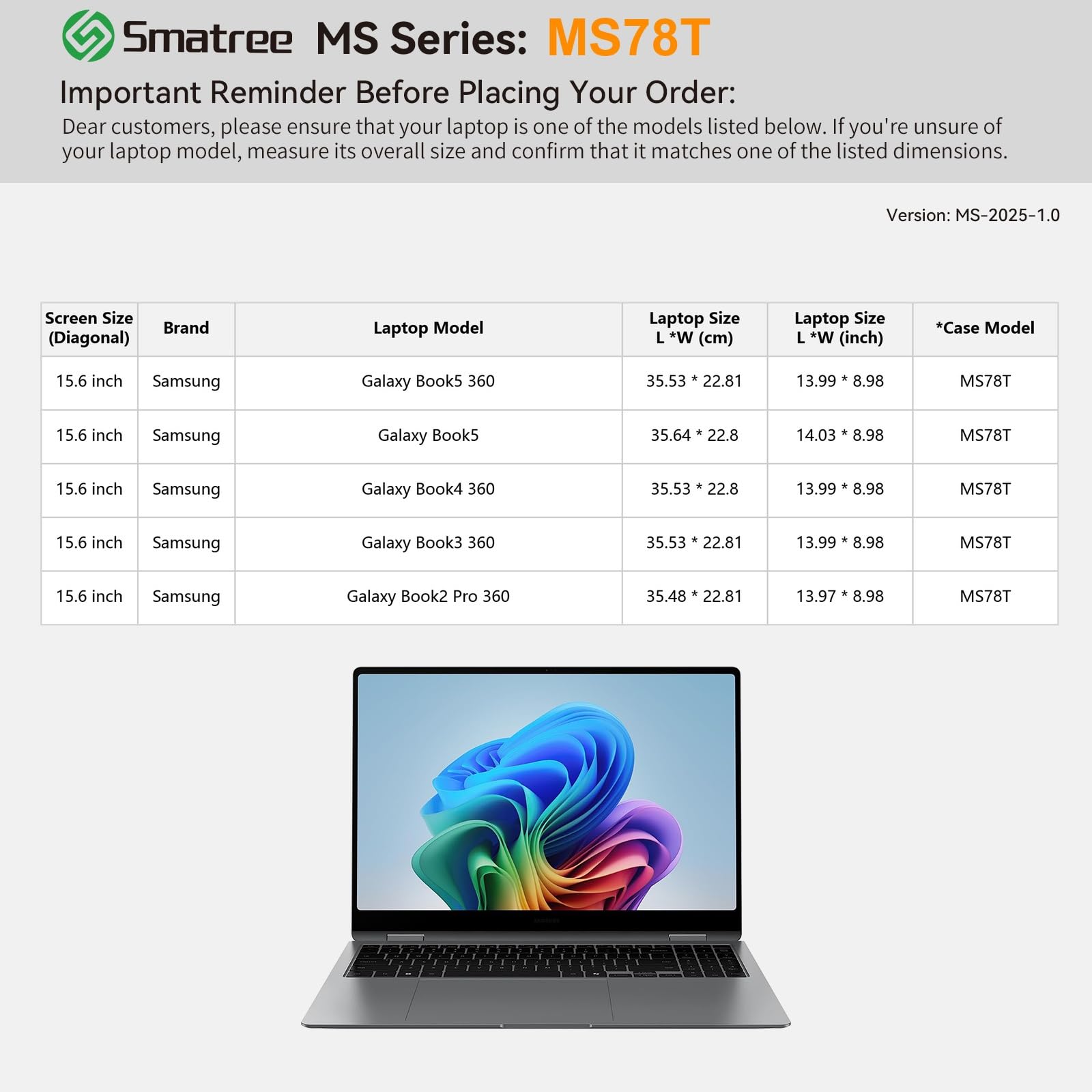Smatree MS78T custodia rigida in EVA con supporto per 15,6 pollici Samsung Galaxy Book 5/4/3 360, per 15,6 pollici Samsung Galaxy Book 2 Pro 360 portatile, antiurto Hard custodia