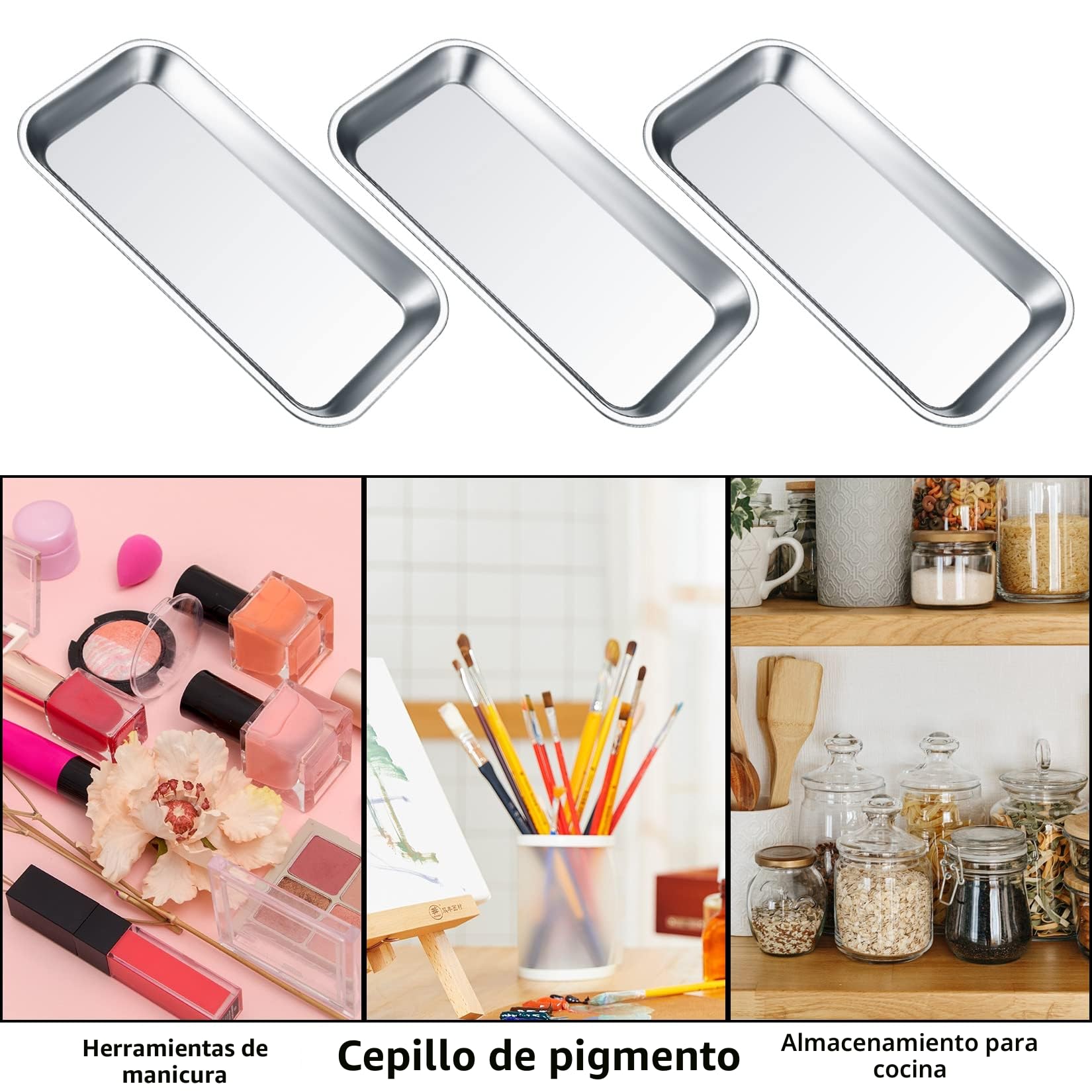 Bandejas de Instrumentos de Acero Inoxidable 22,5x11,5x1,6 cm 4 Piezas