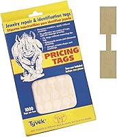 Vista 14 de 500 etiquetas adhesivas de precio de joyería, etiquetas envolventes – Centro no adhesivo, extremos adhesivos permanentes.