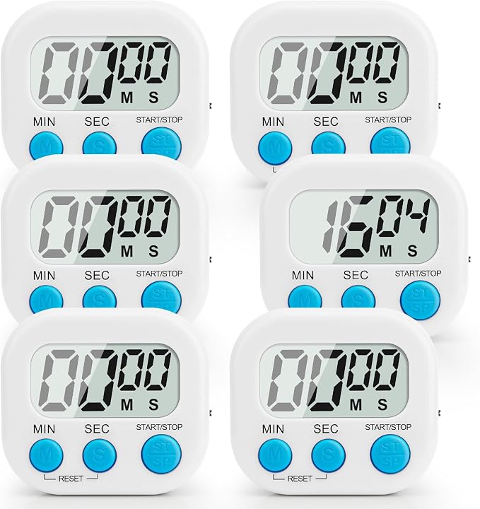 Amazon.com: Digital Kitchen Timer, 6 Pcs White Classroom Timers for ...