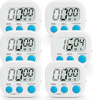 Digital Kitchen Timer, 6 Pcs White Classroom Timers for Kids Teacher, Magnetic Countdown Minute Simple Timer for Cooking Study Exercise Game Baking Reading Gym Meeting Work Task Classroom Organization