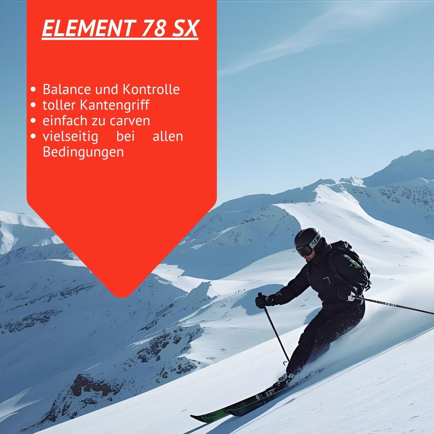 Elan Element 78 SX Early Rise Rocker Skis alpins de carving avec fixation EL10.0 GW Z3-10 Allround Carver Convient pour les conducteurs avancés et bons
