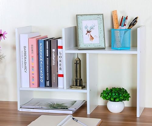 Vista 20 de PAG - Estantería de escritorio, librero ajustable para encimera, organizador de escritorio de madera para suministros de oficina, estante de Negro