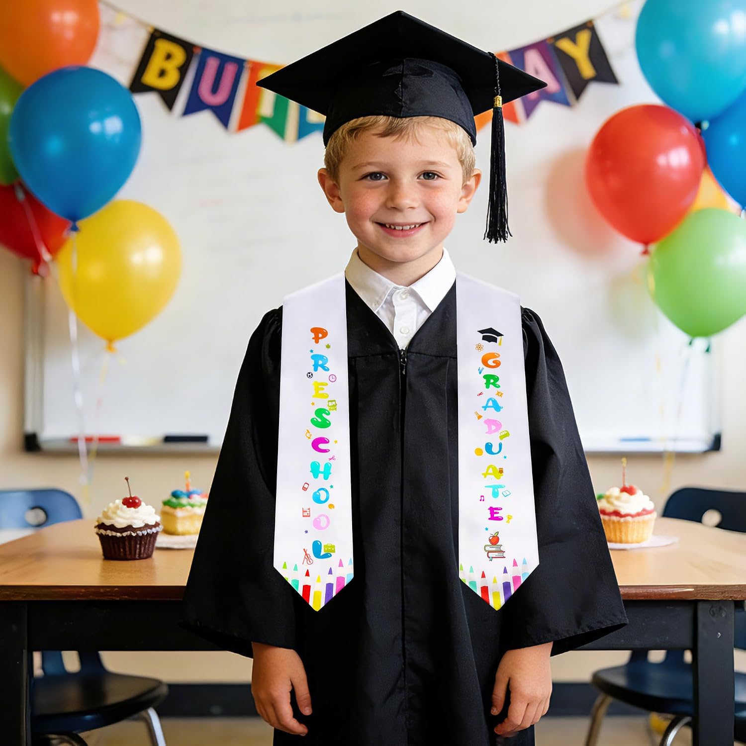 Kindergarten & Preschool Graduation Stole 2026 – Unisex Pre-K Graduation Sash for Boys & Girls, Class of 2026 Gift
