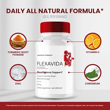 Flexavida Capsules, Official Flexa Vida Blood Optimizer Supplement Pills with All Natural Ingredients - Maximum Strength, Advanced Formula Flexavida Health & Wellness Support Reviews (3 Pack)