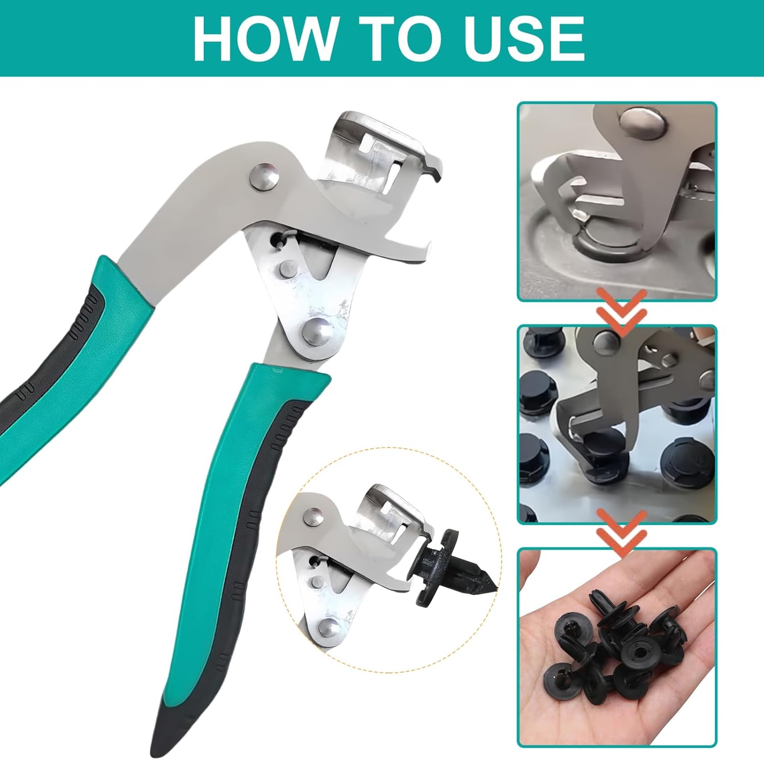 2Pcs Car Clip Pliers and Disassembly Tools, Push Pin Pliers Tool, Auto Panel Clip and Plastic Trim Removal Tool, Easily Removes Plastic Fasteners and Rivets