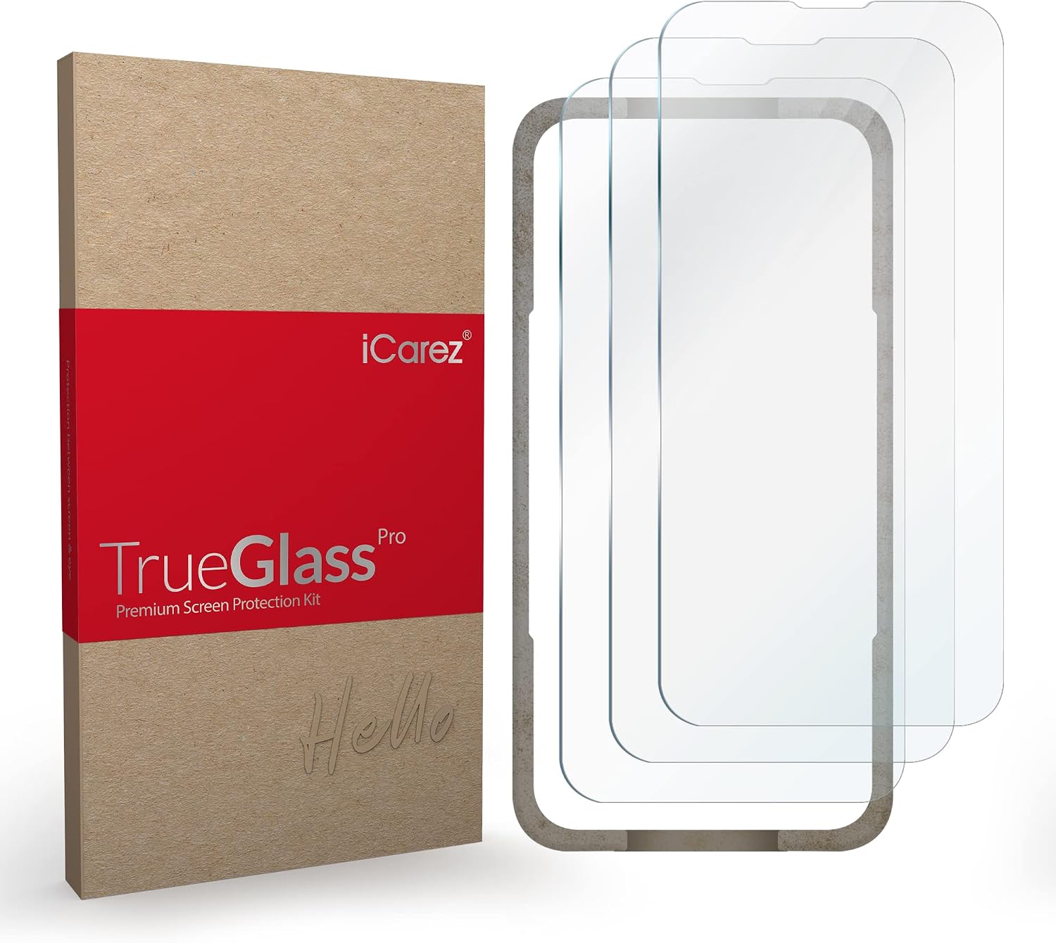 iCarez Tempered Glass Screen Protector for iPhone 14 Plus iPhone 13 Pro Max 6.7 Inches 2021 [3-Pack] Tray Installation Case Friendly Easy Apply
