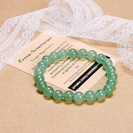 AD Beads Handmade Gemstone Stretch Elastic Bracelet Crystal Healing Reiki Nature\'s Beauty and Spiritual Essence Unisex (8mm, Green Aventurine (Opportunity))