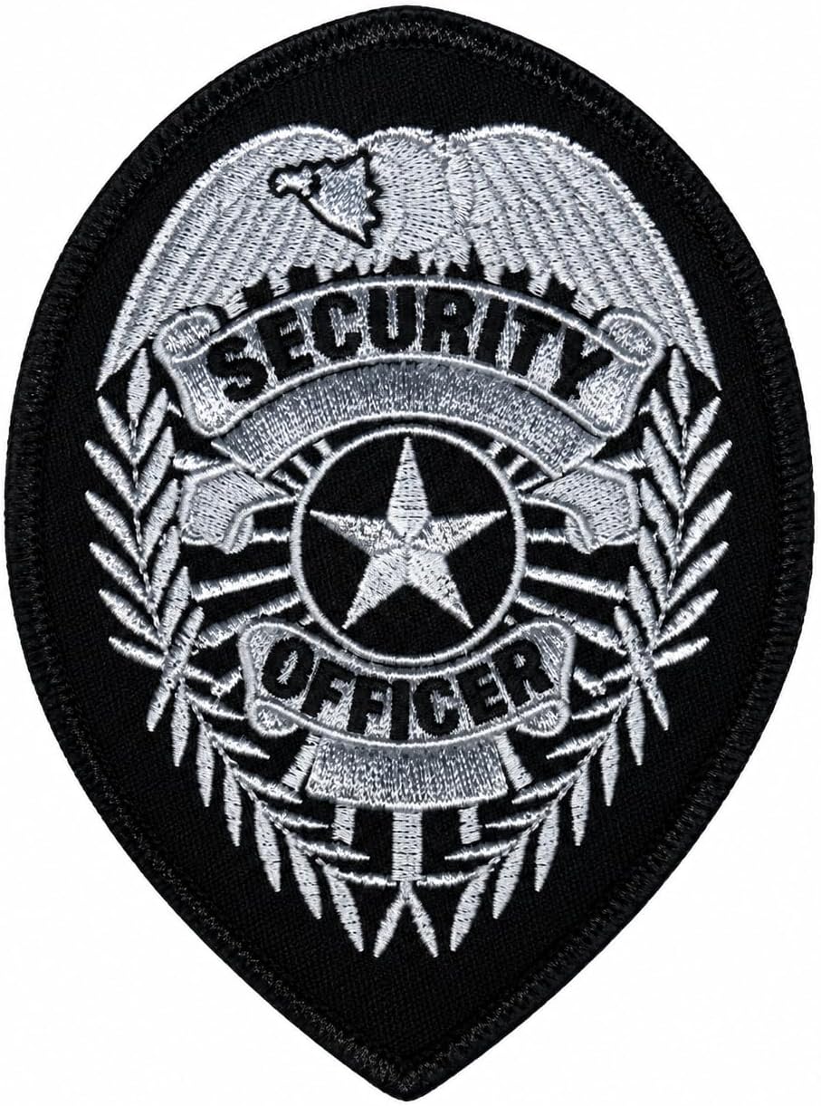 Hero's Pride Security Officer Badge Patch Chest, Oval, Shoulder Silver/Black, 2-3/4 x 3-3/4"