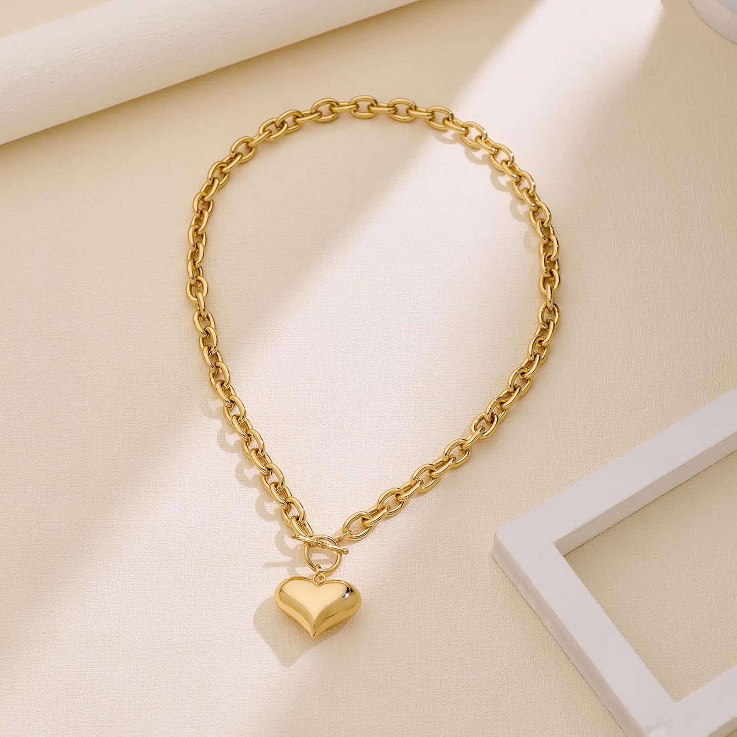 Gold Siver Heart Necklace for Women Trendy Chunky Choker Necklaces Jewelry for Women - Image 6