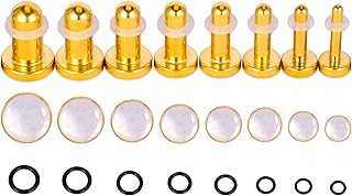 16 PCS Stainless Steel Precise Dimensions Shell Opal Ear Gauge Stretching Kit Short Taper Expander, Comfy Stretching Plugs with Rubber Rings, Domed Body Ear Stretching Kit