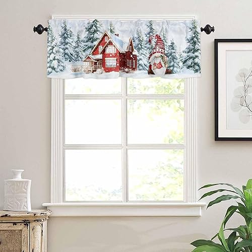 Miniatura 29 de Juego de cortinas semitransparentes con bolsillo para barra, cenefa y niveles de 36 pulgadas de largo, cortinas de arte abstracto de sol y arco